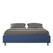 BS COM Letto matrimoniale contenitore imbottito 160x190 similpelle blu