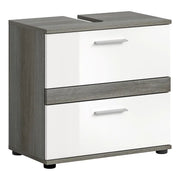Mobile sottolavabo WILLIAM – Grigio scuro e bianco – 60x57x34 cm – 2 cassetti
