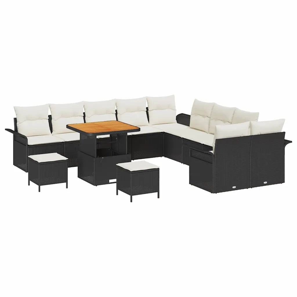 Set Divano da Giardino con cuscino 13 pcs Nero polyrattan 3362190