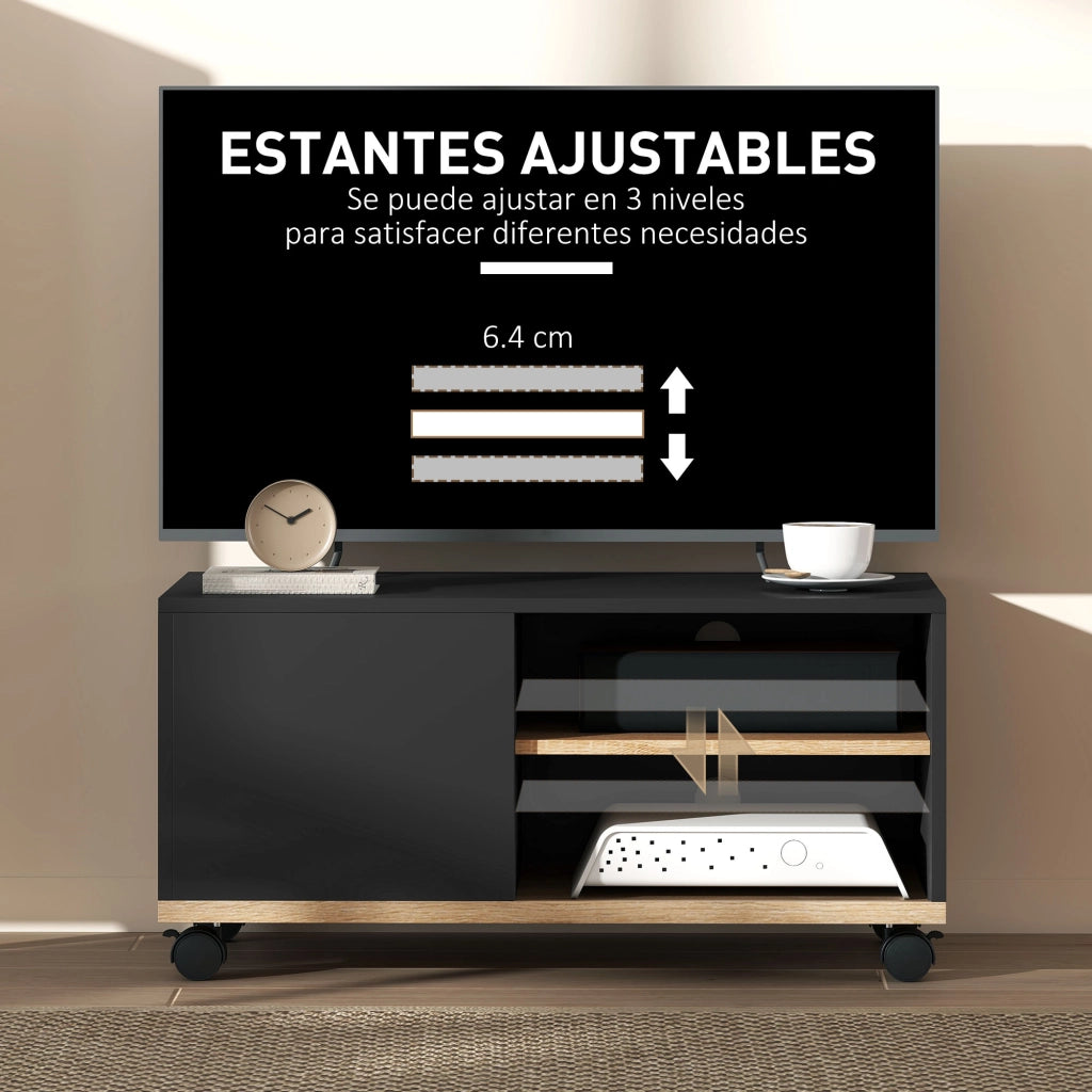 Mobile TV con Ruote ¨C Xylo ¨C Nero 80x45x41cm