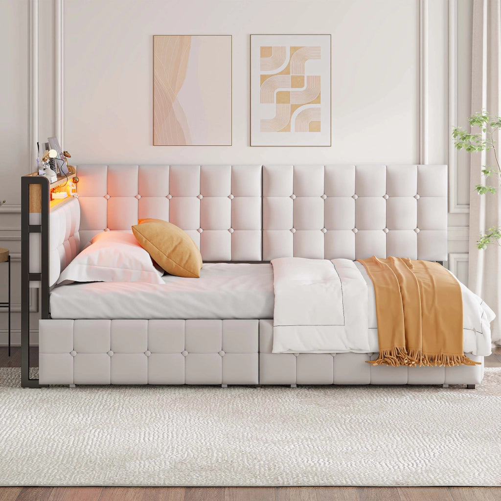 Divano letto imbottito tessuto 90x200 cm