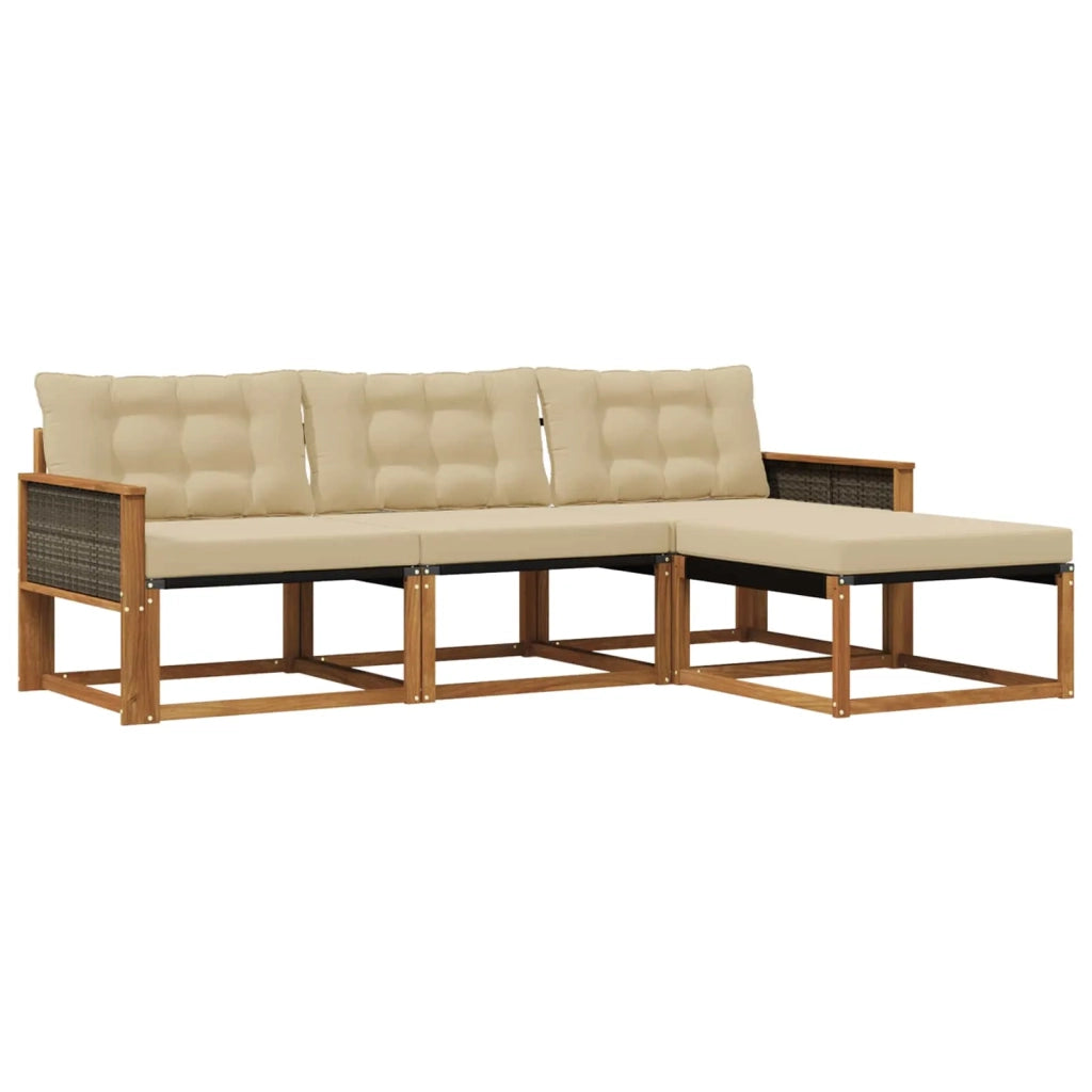 Set di divani da esterno 4 pz Naturale e Beige 3381341