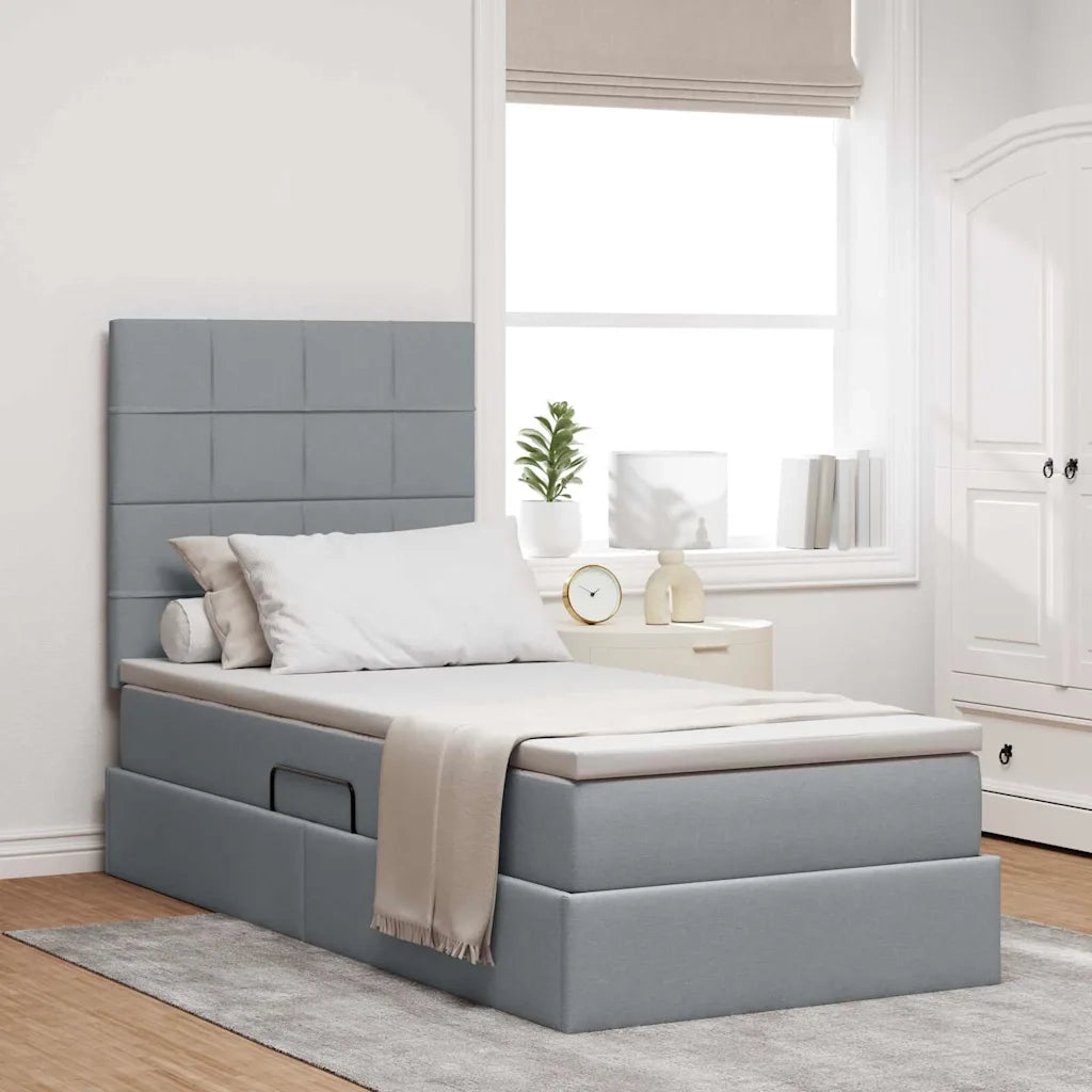 Letto con contenitore e materasso Grigio chiaro 100 x 200 cm 3371760