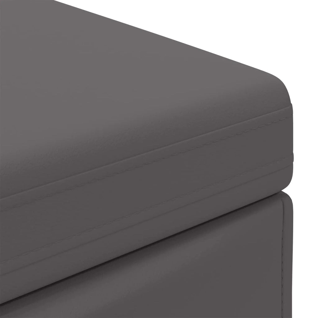 Pouf Grigio Pelle Sintetica e Legno Ingegnerizzato 876785