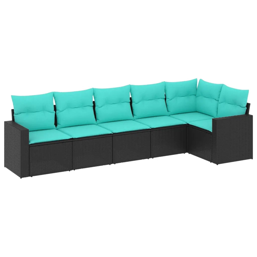 Set Divani da Giardino 6 pz con Cuscini Nero in Polyrattan 3218977