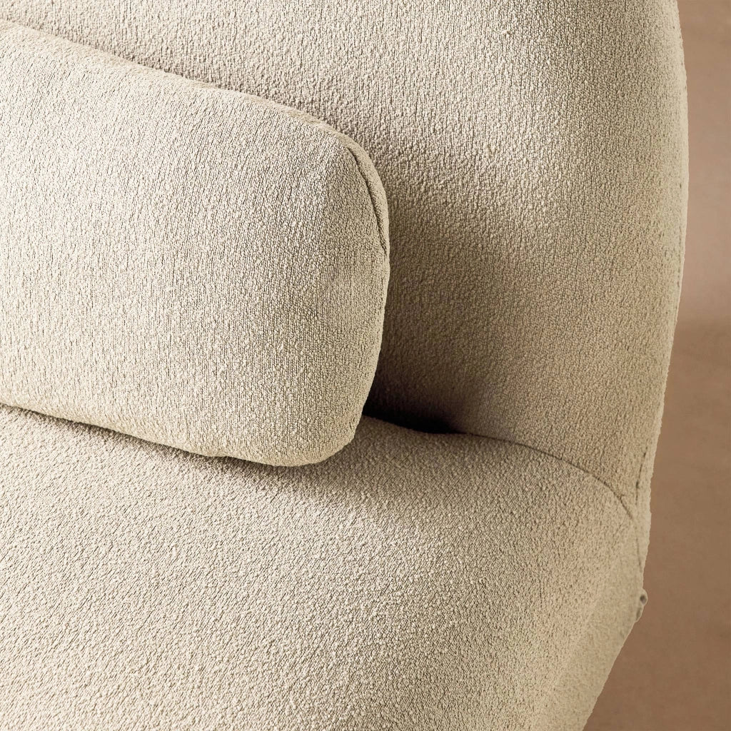 Poltrona girevole 360° bouclé, crema
