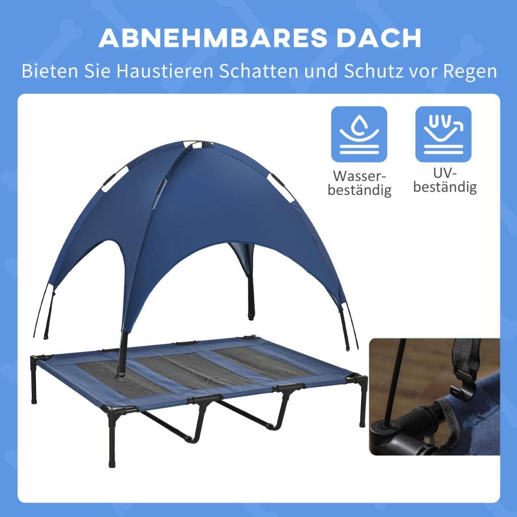 Cuccia per cani con baldacchino ¨C Xylo ¨C Blu e nero, 122x92x108 cm