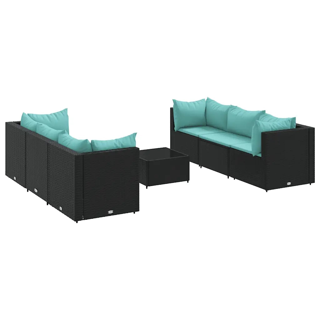 Set Salotto da Giardino con Cuscini 7pz Nero Polyrattan 3308028