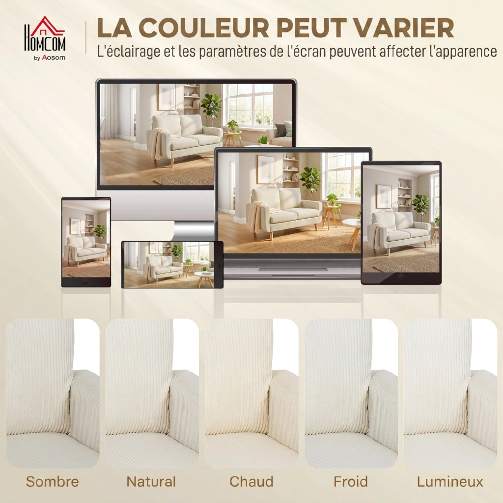 Divano 2 posti in velluto ¨C Minimal ¨C crema 134 cm