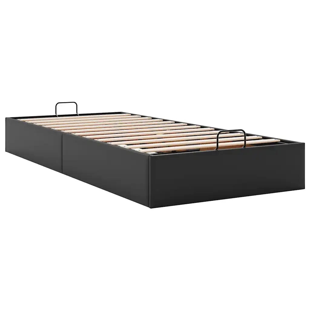 Struttura Letto Pouf senza Materasso-Giroletto con contenitore Nero 90x190 cm Similpelle