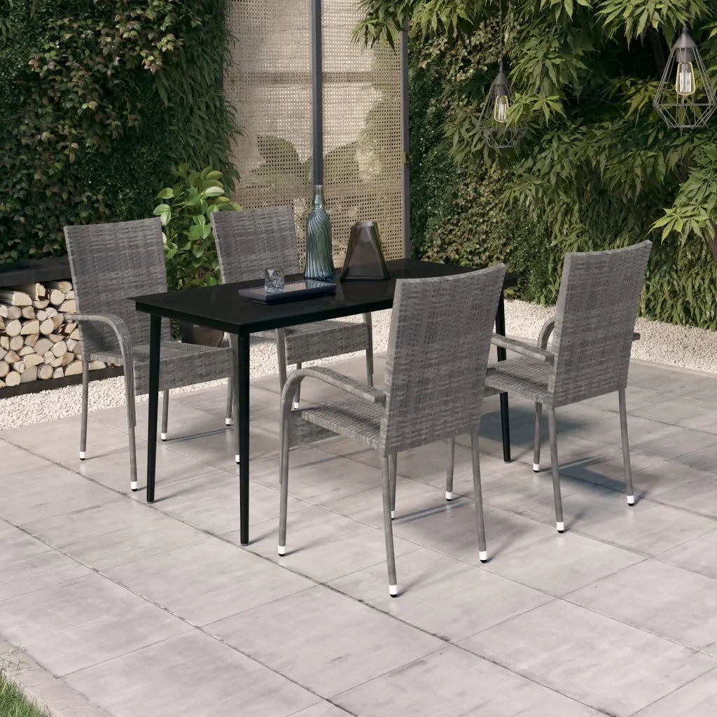 Set da Pranzo da Giardino 5 pz Grigio e Nero 3099409