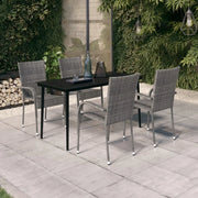 Set da Pranzo da Giardino 5 pz Grigio e Nero 3099409