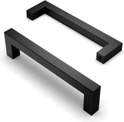 Maniglia da 128 mm in Acciaio Inox - Set da 15 pezzi comprensivo di 40 viti - Acciaio Inox - Moderno Quadrato - Per cucina, ufficio, negozio, armadio