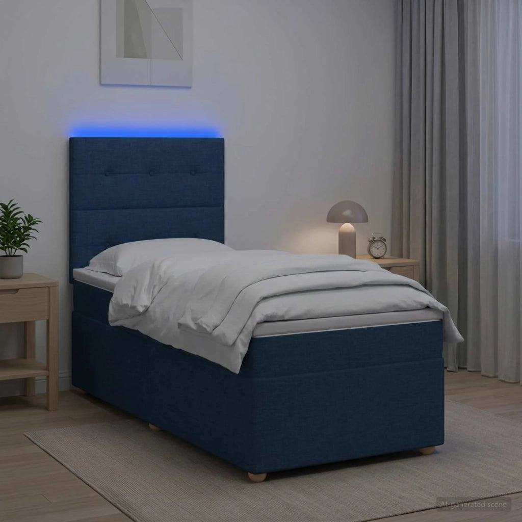 Letto box spring con materasso Blu 100 x 200 cm Tessuto 3455286