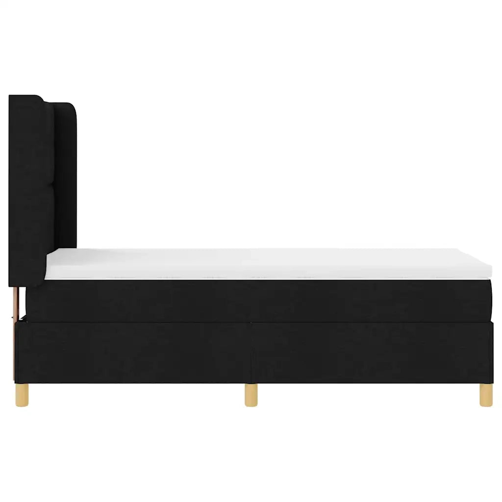 Letto a molle con materasso Nero 90 x 200 cm Tessuto