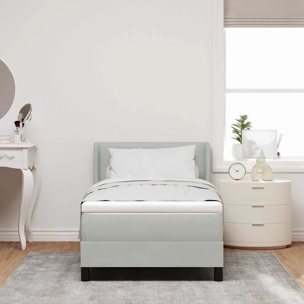 Letto a molle con testiera Grigio chiaro 190 x 90 cm Poliestere