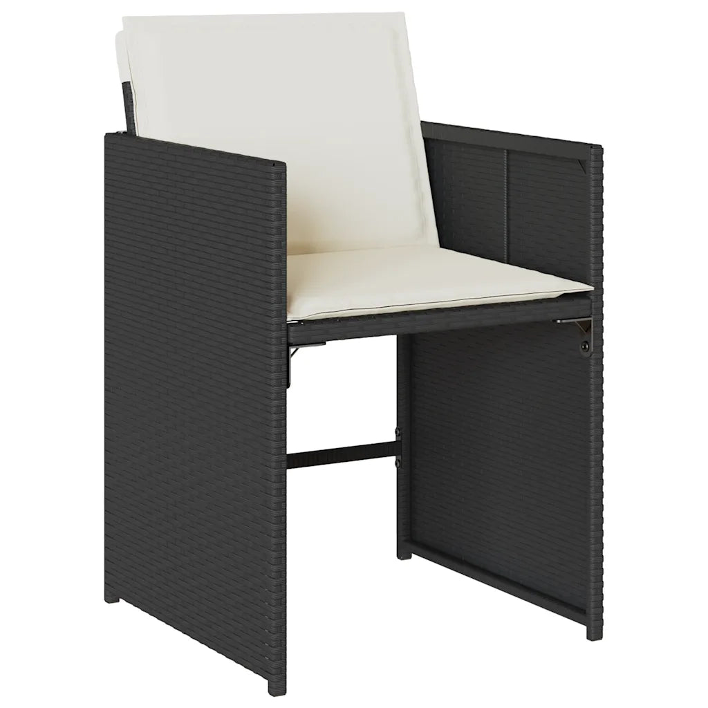 Set da Pranzo da Giardino 5 pz Nero con Cuscini in Polyrattan 3211074