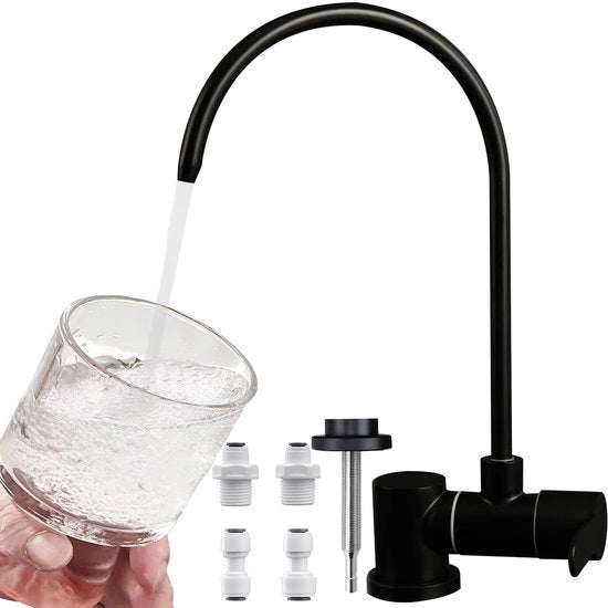 Sistema osmotico pieghevole, rubinetto di acqua fredda sotto la finestra, rubinetto osmotico inverso in acciaio inossidabile per depuratore d'acqua (nero)