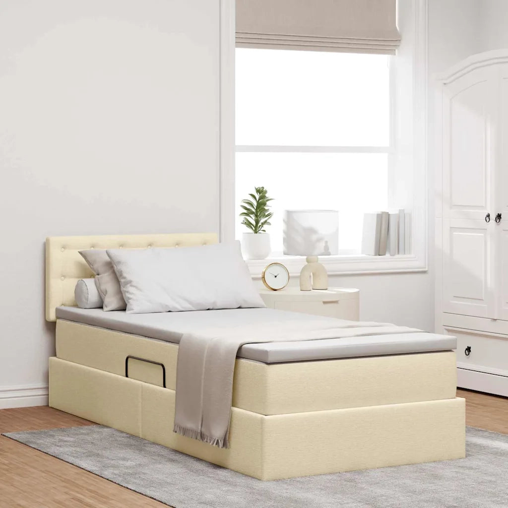 Letto con contenitore e materasso Crema 90 x 200 cm