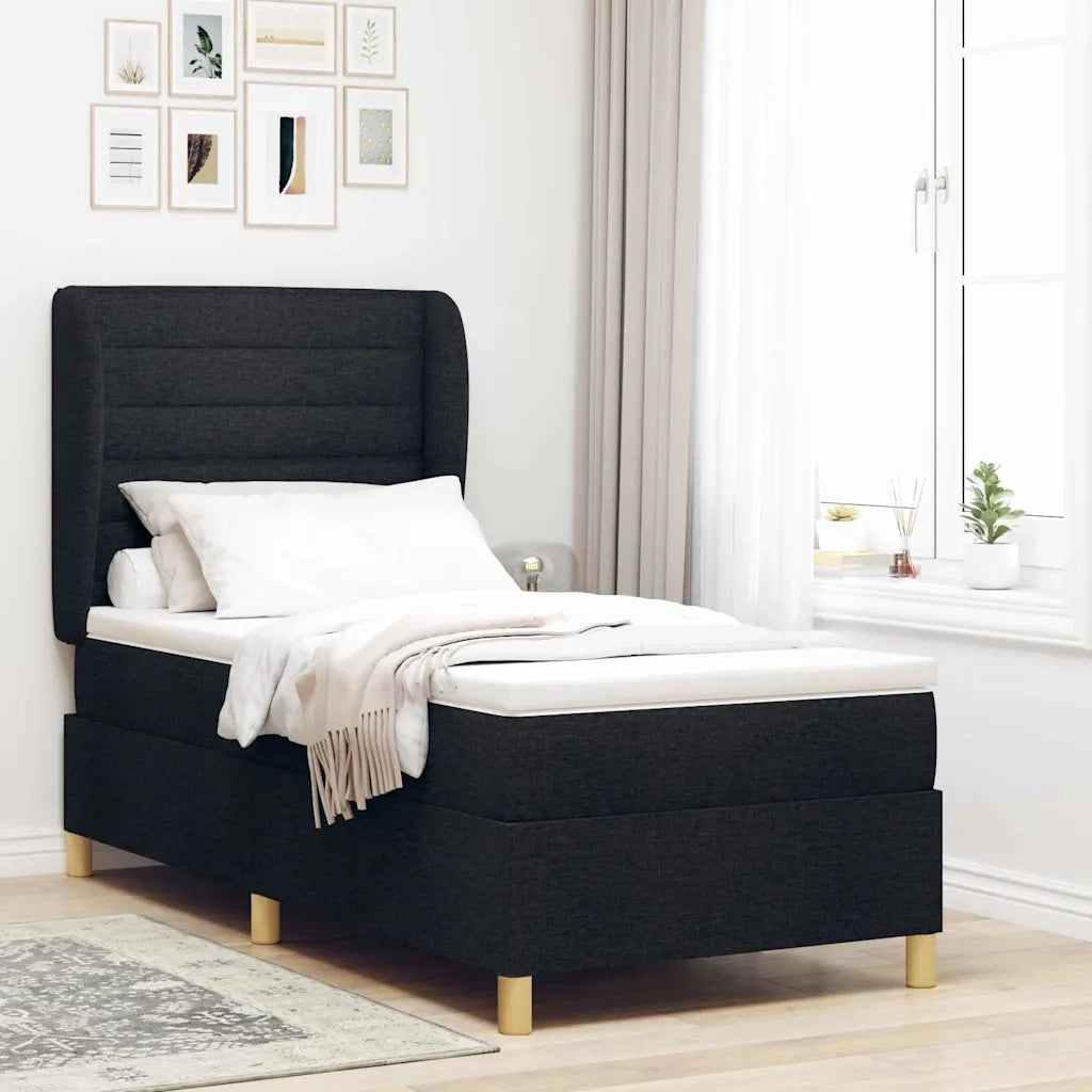 Letto a molle con materasso Nero 200 x 80 cm Tessuto 3340657