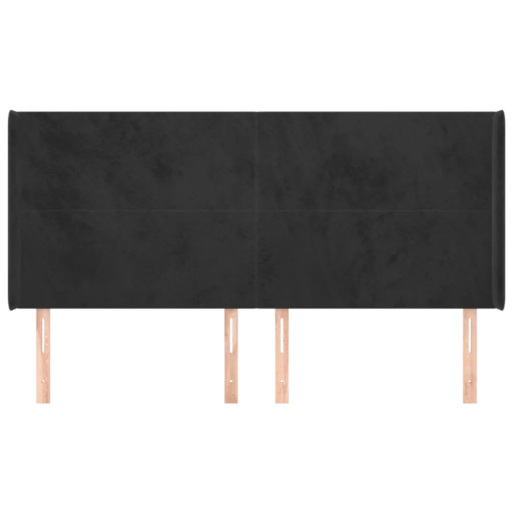 Testiera | Testata ad Orecchio Nera 183x16x118/128 cm in Velluto