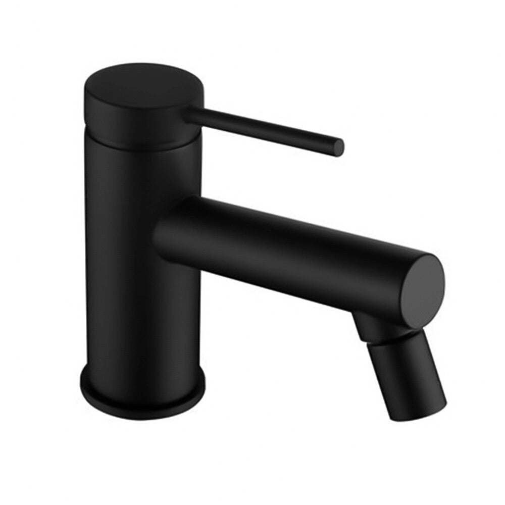 Set miscelatori lavabo alto e bidet nero opaco in ottone con leva monocomando slim Alba