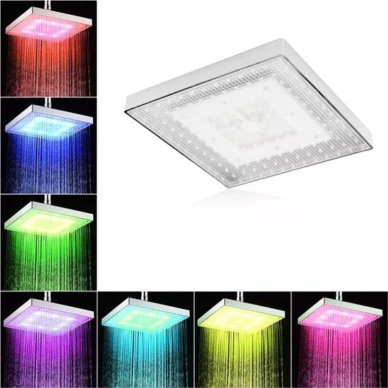 Regendouchekop quadrato 8 pollici LED a led a colori variabili 7