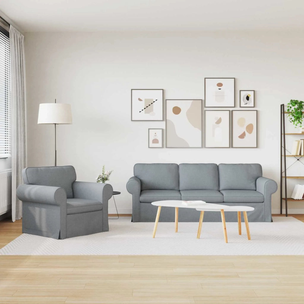 Set di divani 2 pcs Grigio chiaro 215 x 82 x 80 cm Tessuto 3407574