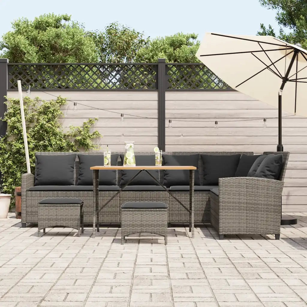Set Divani da Giardino 4 pz con Cuscini a Forma di L Polyrattan