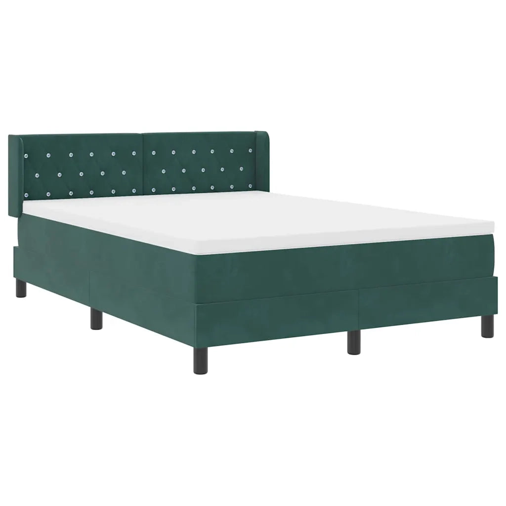 Letto a molle con materasso Verde Scuro 200 x 140 cm Poliestere