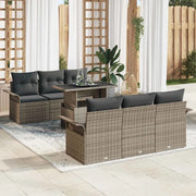 Set Divano da Giardino 7 pcs Grigio Rattan in Polipropilene