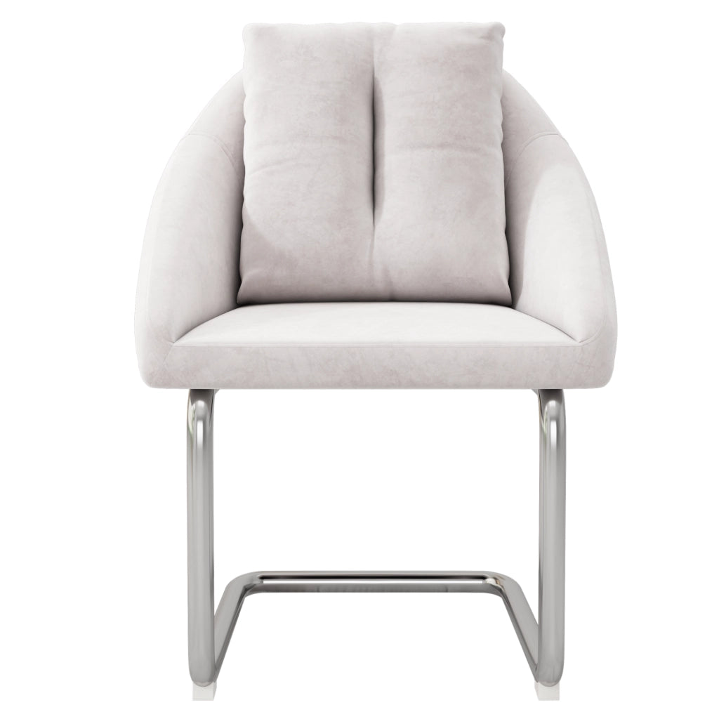 Sedia da Pranzo Set da 2 con Schienale Ergonomico e Cuscino, in Velluto e Metallo, Beige