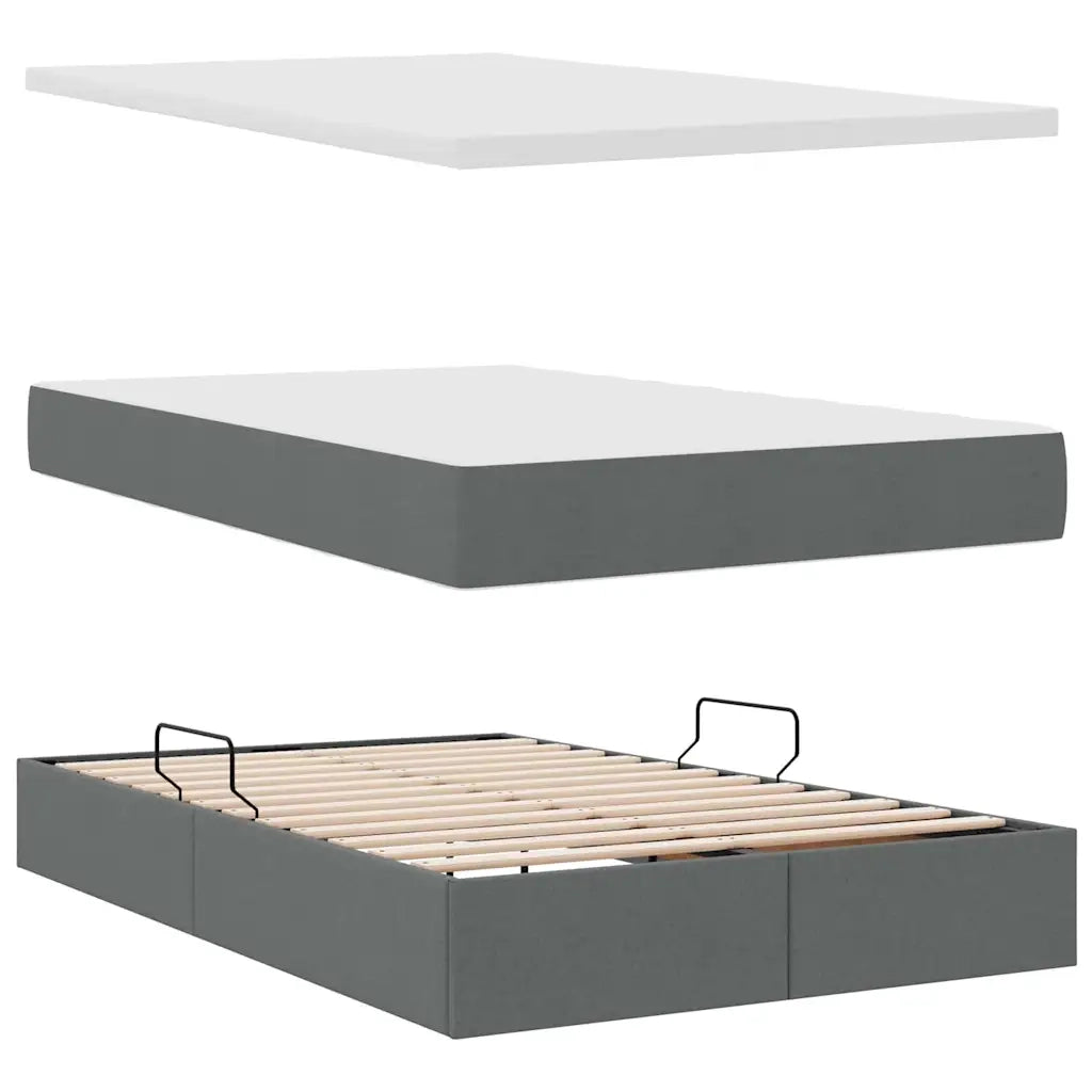 Letto con contenitore e LED con led Grigio scuro 120 x 190 cm 3372529