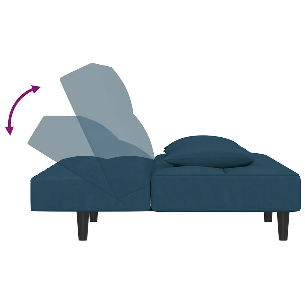 Divano Letto a 2 Posti con 2 Cuscini-Sofa Letto 2 Posti-Daybed Blu in Velluto 416767