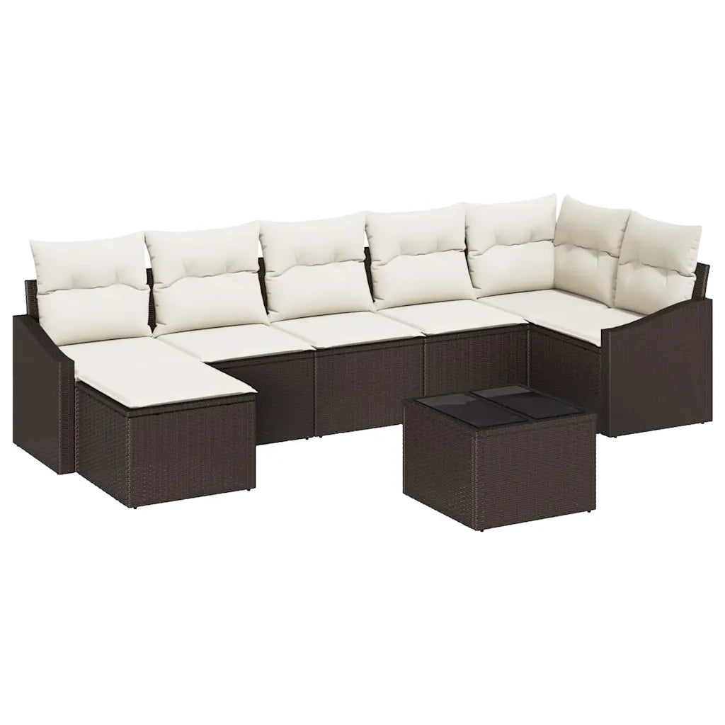 Set Divano da Giardino 8 pcs Marrone e Crema polyrattan 3355487