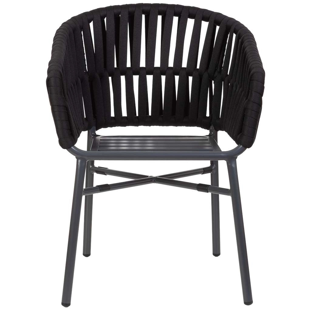 Sedia in alluminio con corda nero 58x61x77