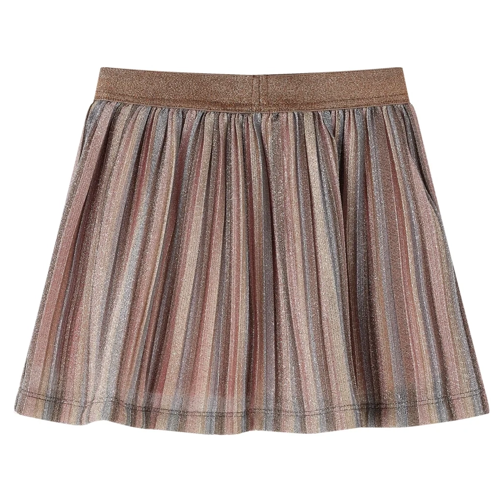 Gonna Plissettata da Bambina con Brillantini Marrone e Rosa 92 14554