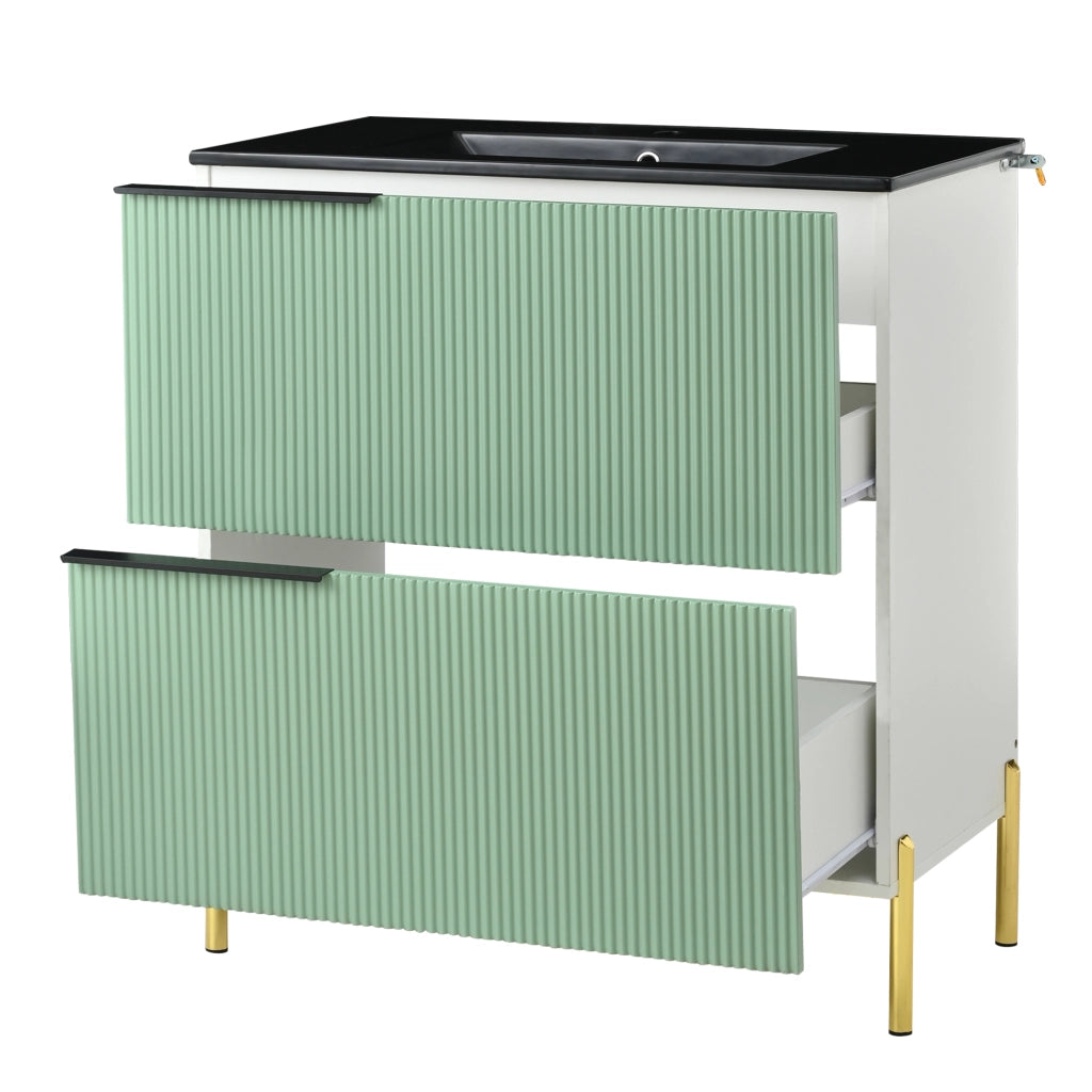 Mobile Sottolavabo con Lavabo in Ceramica e Cassetti ¨C MINIMAL ¨C Verde