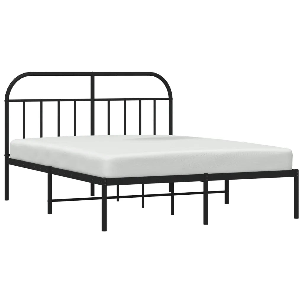 Letto matrimoniale | Letto per adulti | Giroletto con Testiera in Metallo Nero 140x190 cm