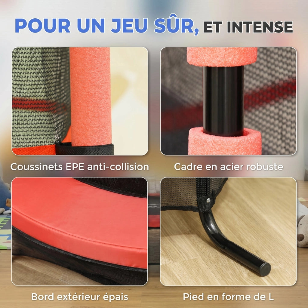 Trampolino per Bambini con Rete di Sicurezza ¨C Minimal ¨C Rosso ? 163x190 cm