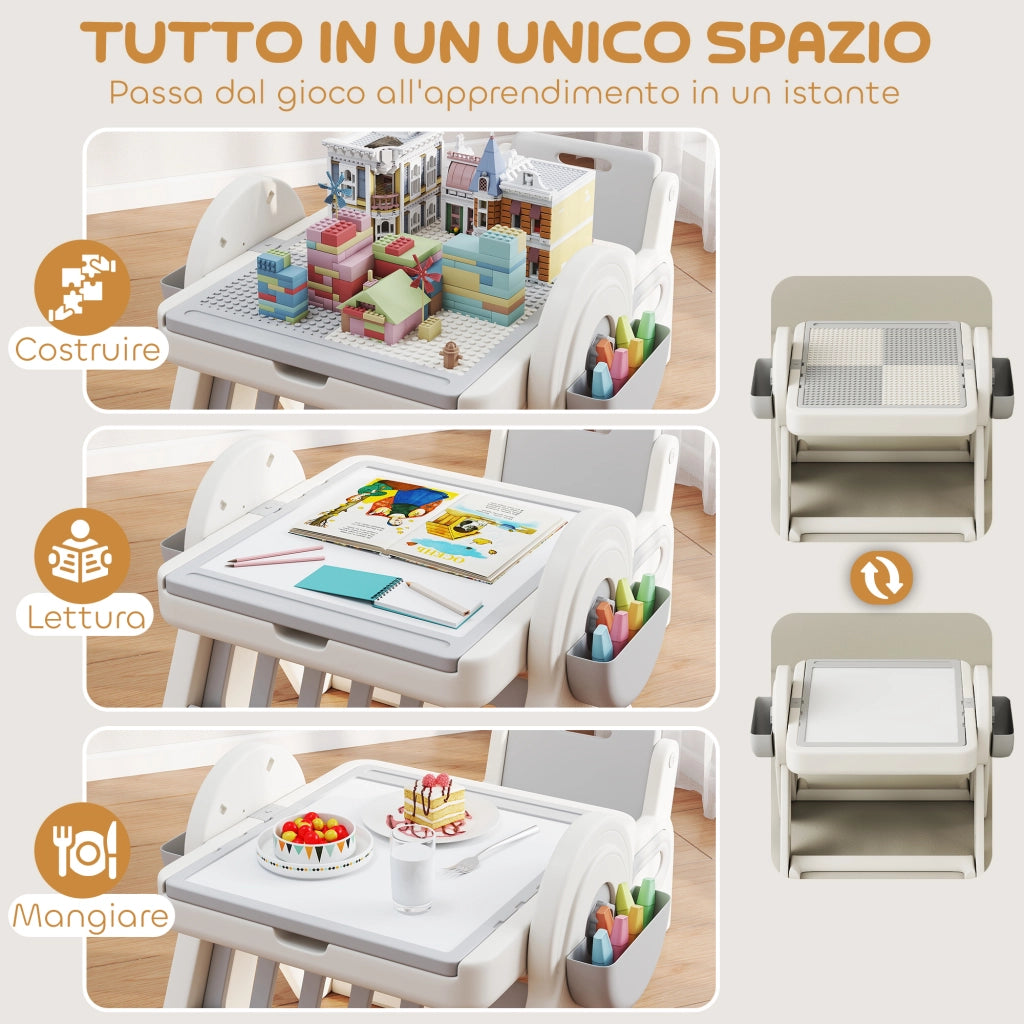 Tavolo per Bambini con Cassetti ¨C Minimal ¨C Grigio e Bianco