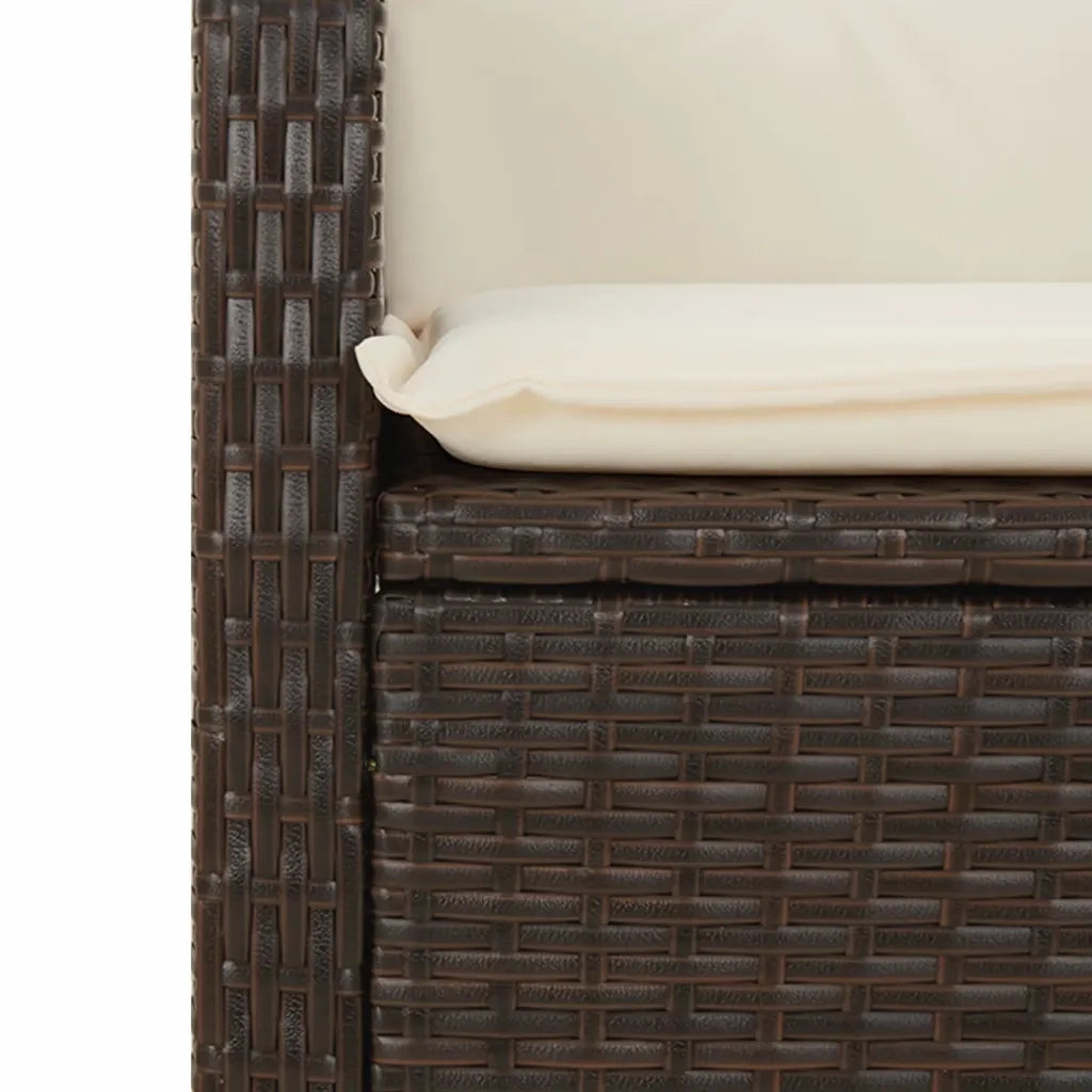 Set da Pranzo da Giardino 5pz con Cuscini in Polyrattan Marrone 3212333