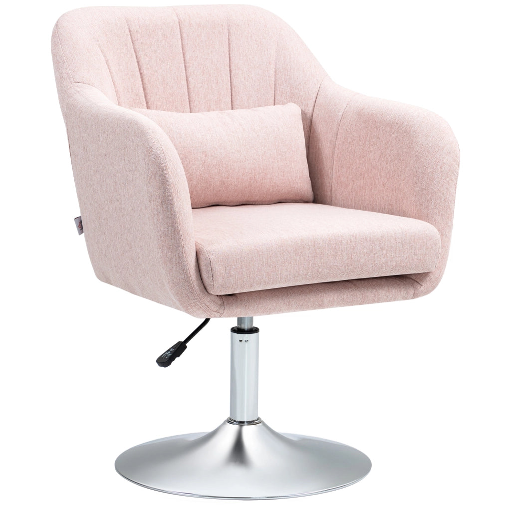 Poltrona girevole con poggiapiedi e cuscino lombare ¨C Minimal ¨C struttura in metallo, colore rosa