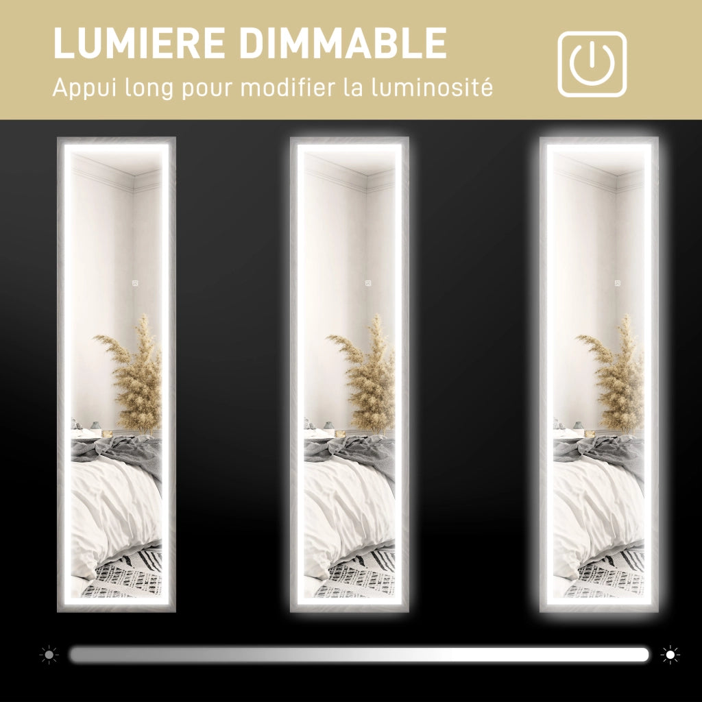 Specchio a Parete con Luce LED ¨C Minimal ¨C Grigio 40x160 cm