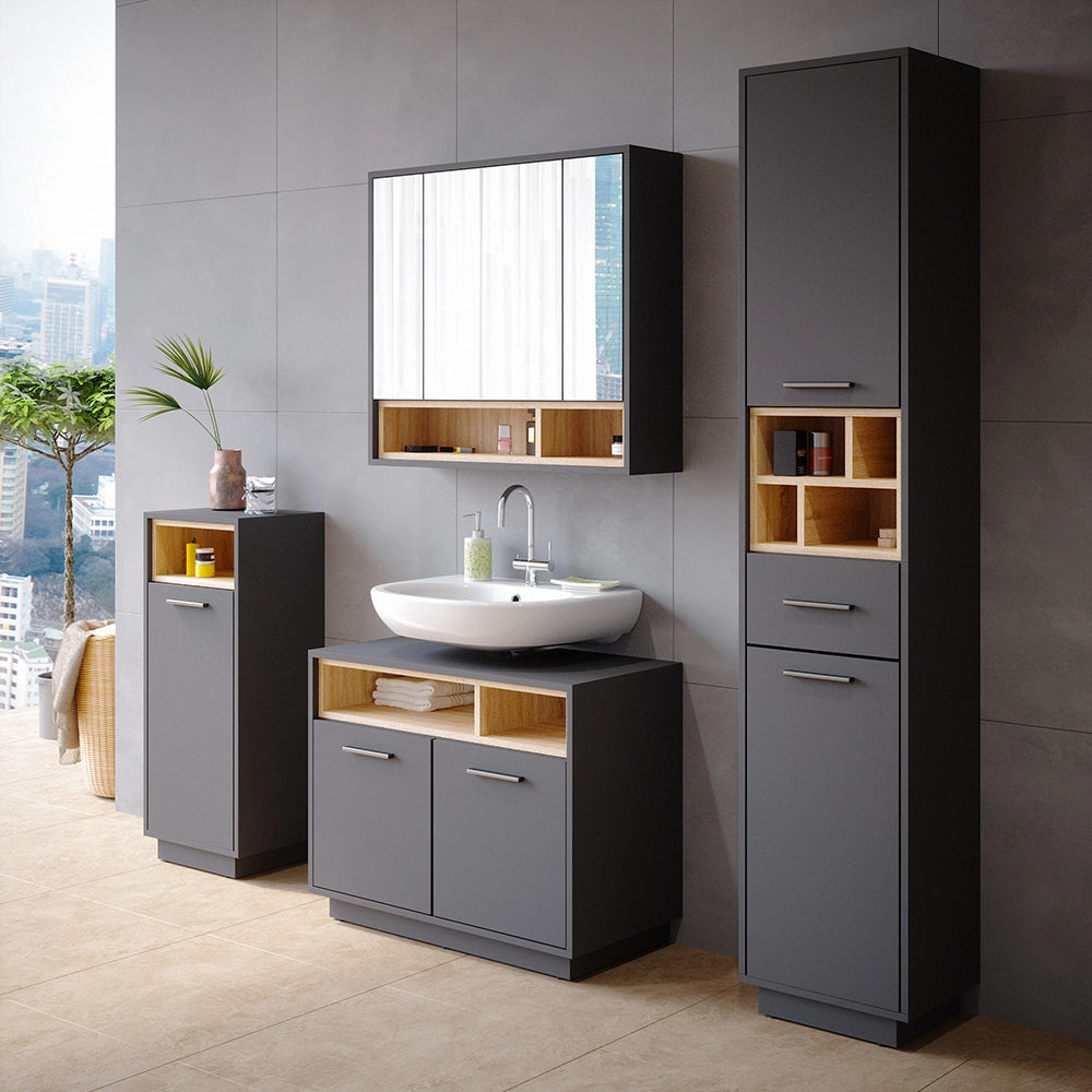 Vicco Set mobili bagno Antracite 4 parti