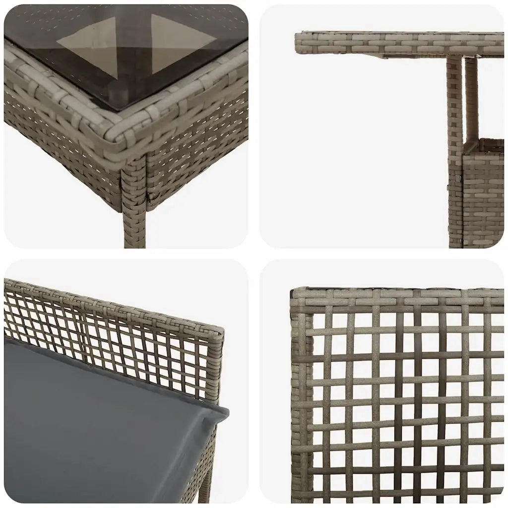 Set da Pranzo per Giardino 3 pcs Grigio polyrattan 3334927