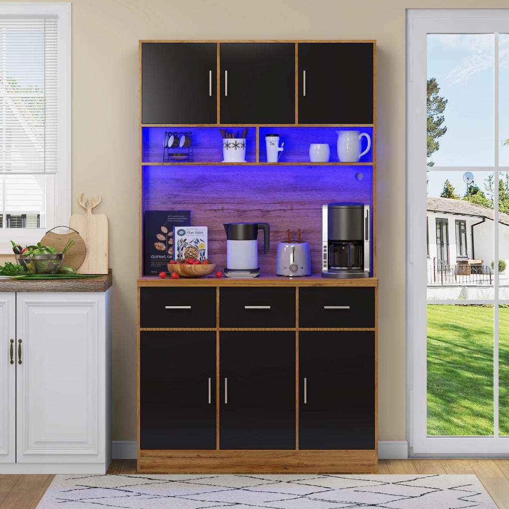 Buffet Multifunzionale con LED e App ¨C Xylo ¨C Cassetti, Ripiani, Prese, 100x40x180 cm