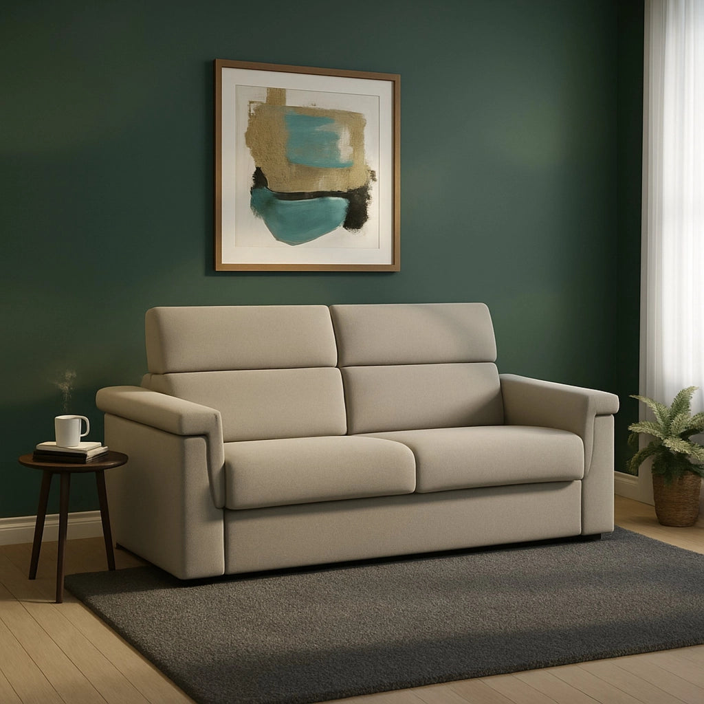 Tenna, Divano Letto 2 Posti Sfoderabile Made in Italy, 185x95 cm Grigio Tortora