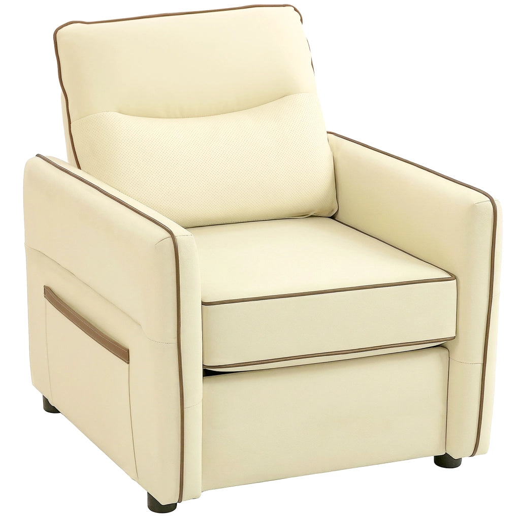 Poltrona Relax Moderna ¨C Xylo ¨C Similpelle Beige con Imbottitura Spessa e Tasca