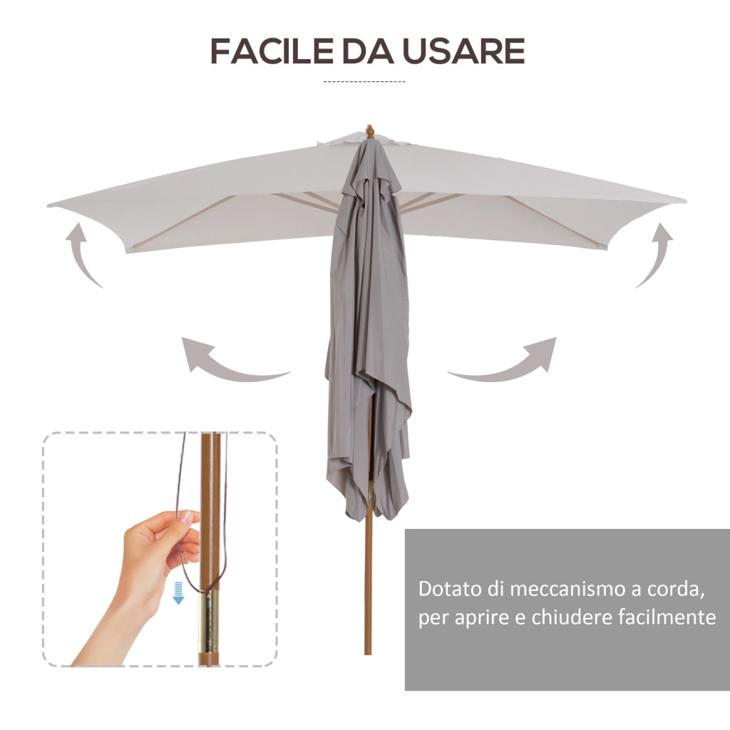 Ombrellone da Giardino ¨C Minimal ¨C Grigio Legno 2x3 m